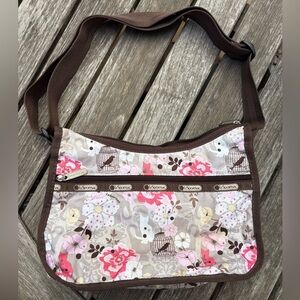 LeSportsac Floral Shoulder Bag in Pink and Brown